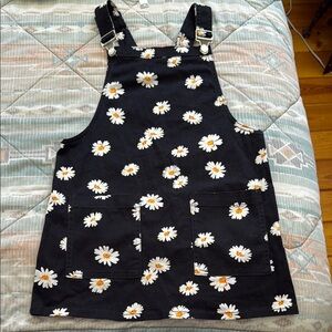 Forever 21 Black Daisy Print overalls Dress